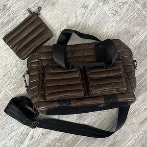 THINK ROYLN Nomad travel tote. Shiny Olive